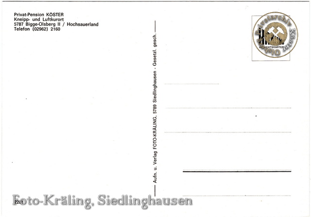 Ansichtskarte "Pension Köster" 1972